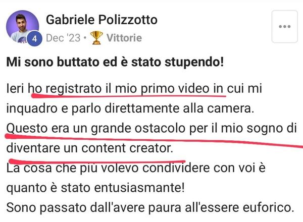 Post di Gabriele Polizzotto: mi sono buttato, ho registrato il mio primo video