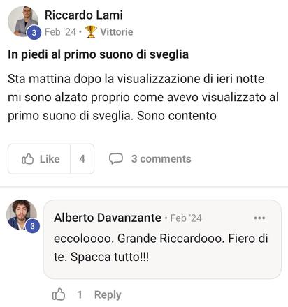 Post di Riccardo Lami: in piedi al primo suono di sveglia