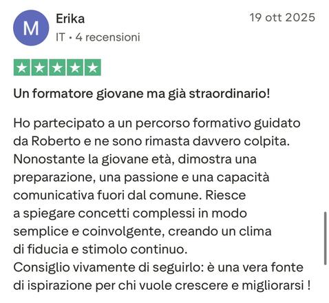 Recensione a cinque stelle di Erika: un formatore giovane ma già straordinario
