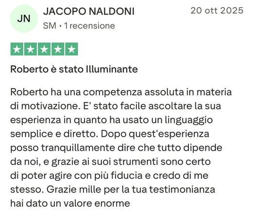 Recensione a cinque stelle di Jacopo Naldoni: Roberto è stato illuminante